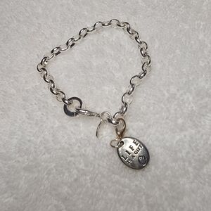 Origami Owl Charm Bracelet w/Life Is A Gift Charm Silver-tone 7"